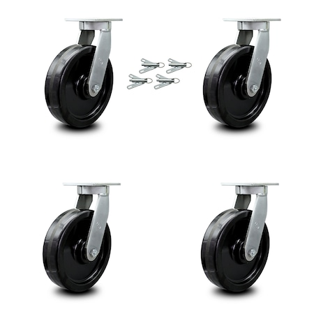 Service Caster 10 Inch Extra Heavy Duty Phenolic Swivel Caster Set with Swivel Locks, 4PK SCC-KP92S1030-PHR-BSL-4